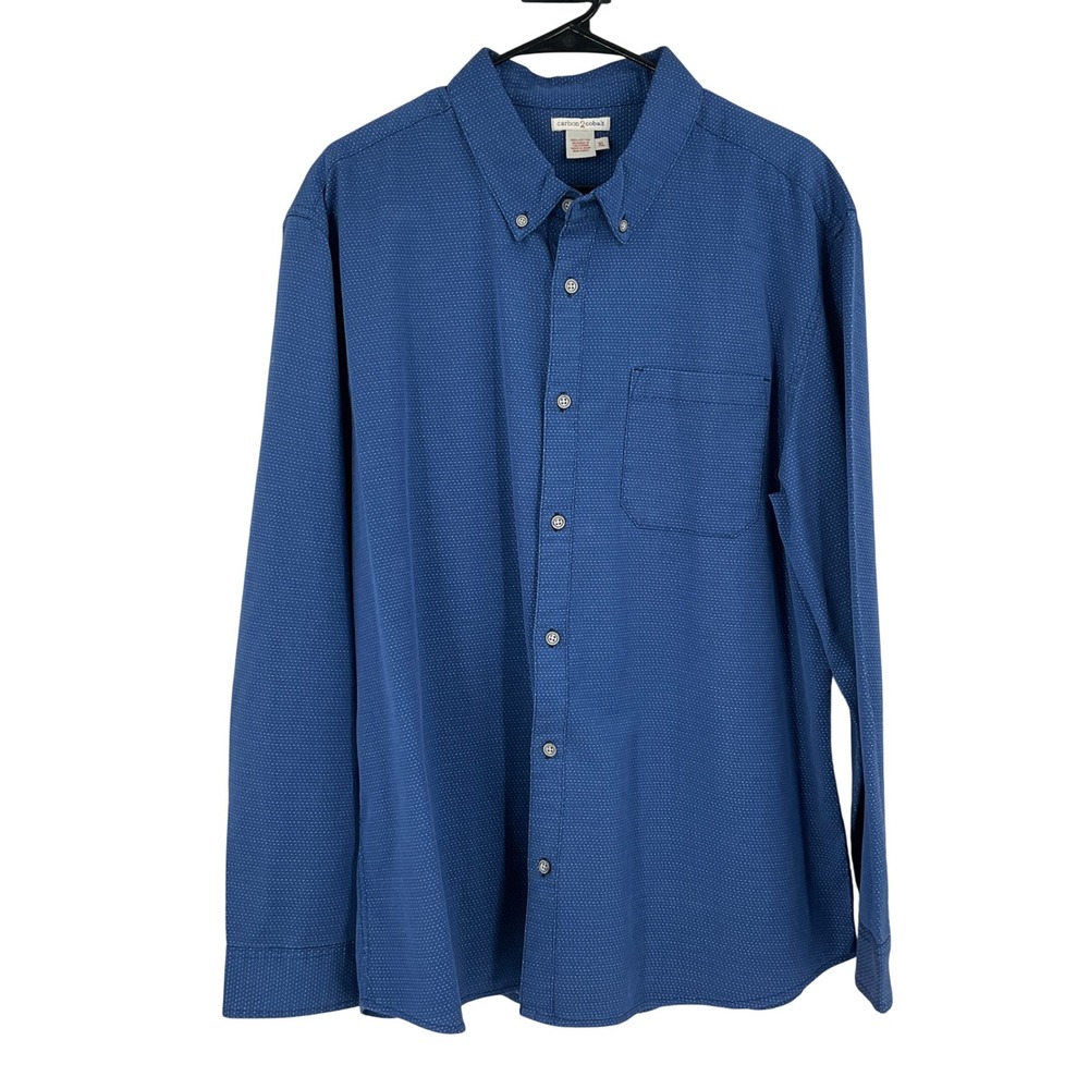 Carbon2Cobalt Shirt Mens XL Blue Textured Cotton Long Sleeve Button‎ Down